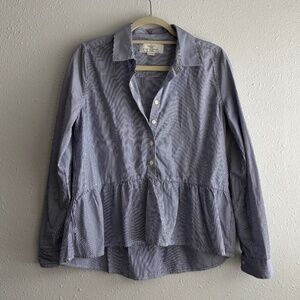 By Trovata birds of Paradis Pinstripe Blue/White peplum button down top